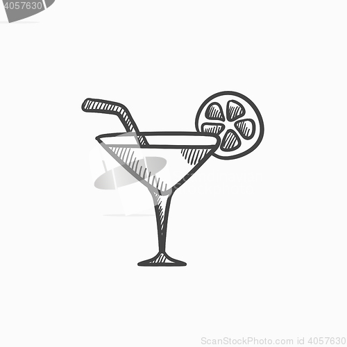 Image of Cocktail glass sketch icon.