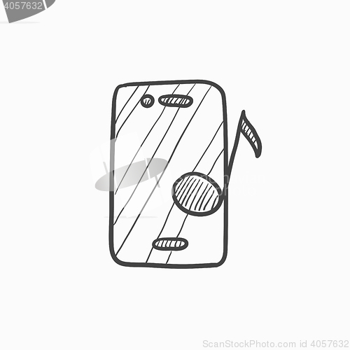 Image of Phone with musical note sketch icon.