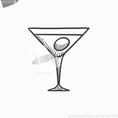 Image of Cocktail glass sketch icon.