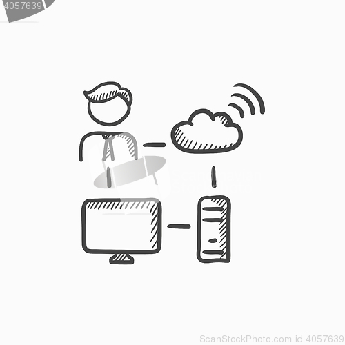 Image of Cloud computing sketch icon.