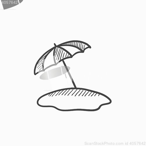 Image of Beach umbrella sketch icon.