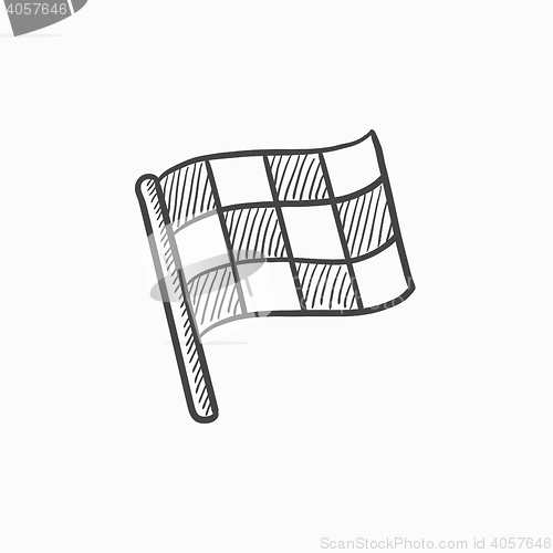 Image of Checkered flag sketch icon.