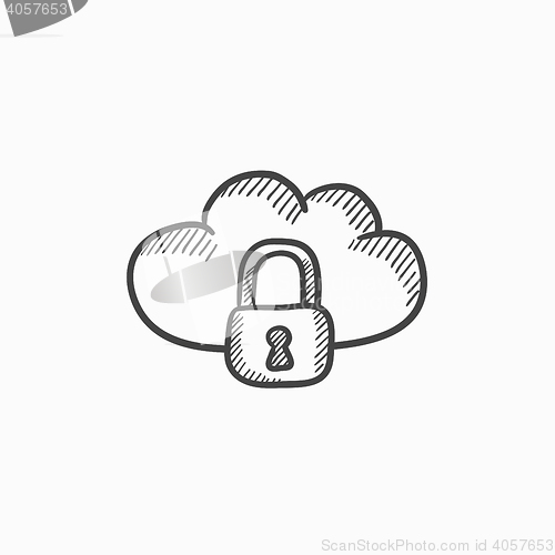 Image of Cloud computing security sketch icon.