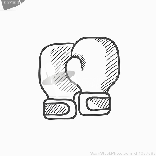 Image of Boxing gloves sketch icon.