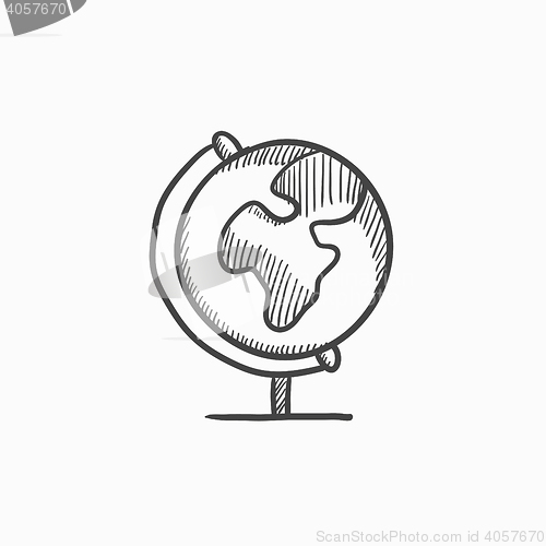 Image of World globe on stand sketch icon.