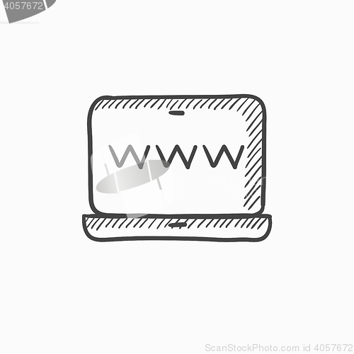Image of Website on laptop screen sketch icon.