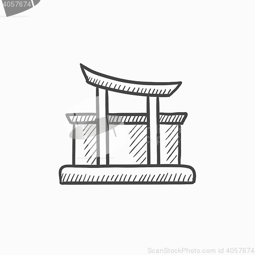 Image of Torii gate sketch icon.