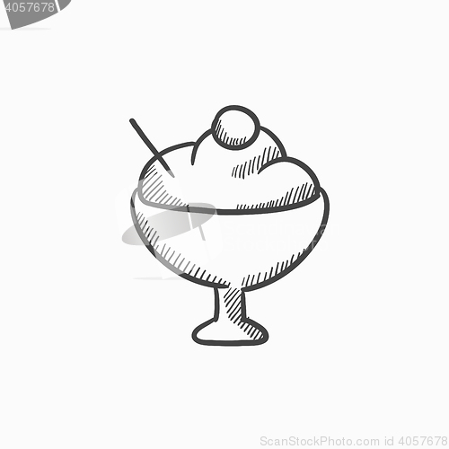 Image of Cup of ice cream sketch icon.