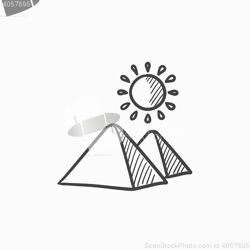 Image of Egyptian pyramids sketch icon.