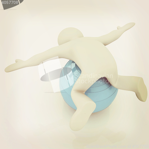 Image of 3d man exercising position on fitness ball. My biggest pilates s