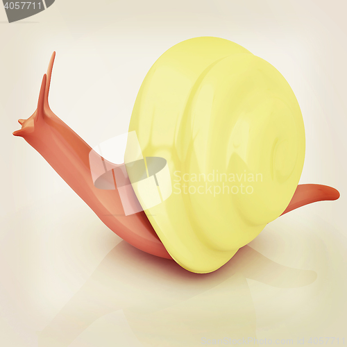 Image of 3d fantasy animal, snail on white background . 3D illustration. 