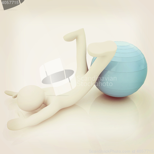Image of 3d man exercising position on fitness ball. My biggest pilates s