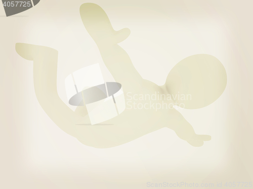 Image of Flying 3d man on white background. 3D illustration. Vintage styl