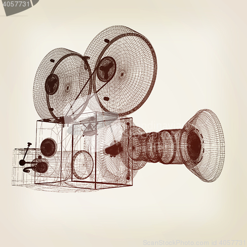 Image of Old camera. 3d render. 3D illustration. Vintage style.