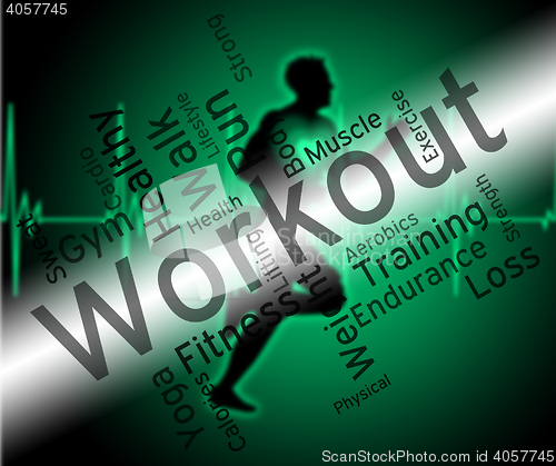 Image of Workout Words Shows Physical Activity And Athletic