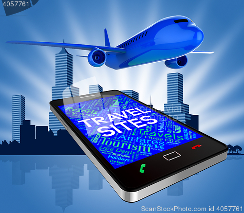 Image of Travel Sites Means Airplane Break And Online