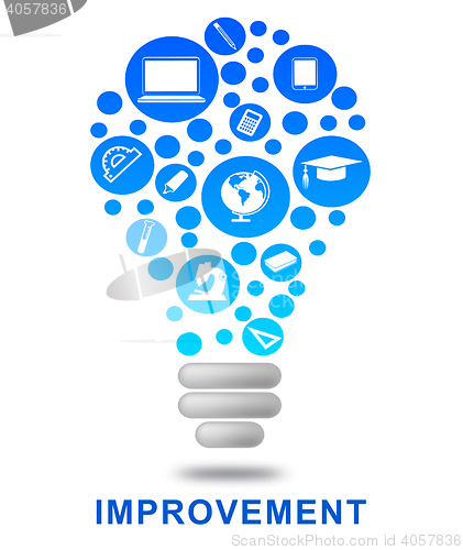 Image of Improvement Lightbulb Shows Power Source And Bright