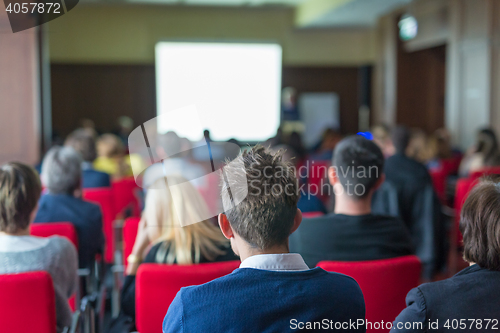 Image of Audience in lecture hall on scientific conference.