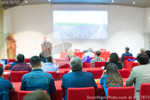 Image of Audience in lecture hall on scientific conference.