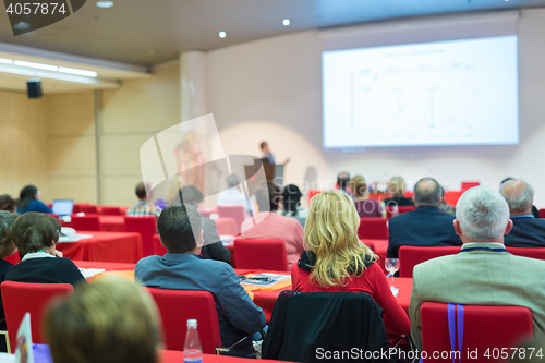 Image of Audience in lecture hall on scientific conference.