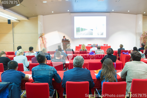 Image of Audience in lecture hall on scientific conference.