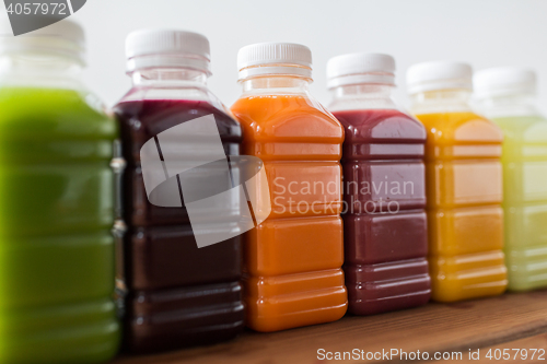 Image of bottles with different fruit or vegetable juices