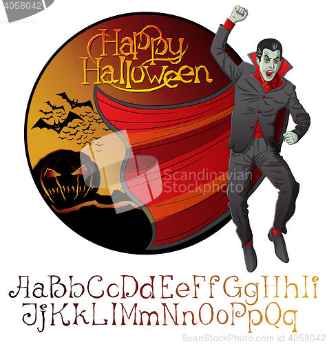 Image of Halloween font set and Vector Vampire Dracula