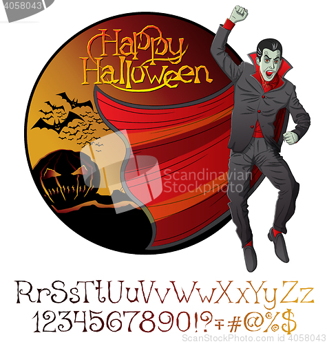 Image of Halloween font set and Vector Vampire Dracula