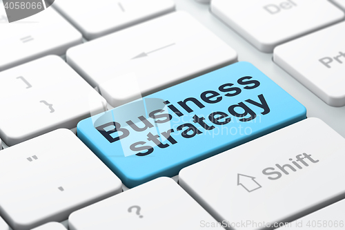 Image of Business concept: Business Strategy on computer keyboard background