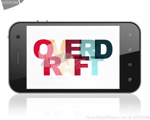 Image of Finance concept: Smartphone with Overdraft on  display