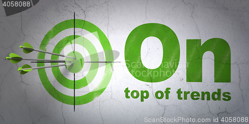 Image of Business concept: target and On Top of trends on wall background