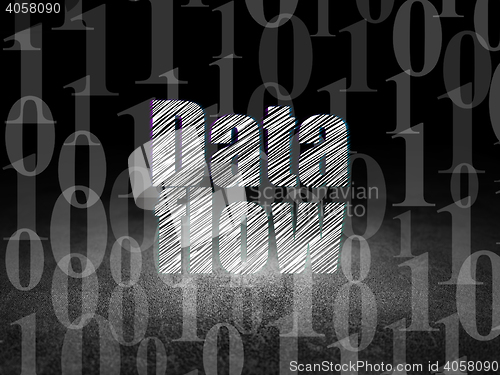 Image of Data concept: Data Flow in grunge dark room