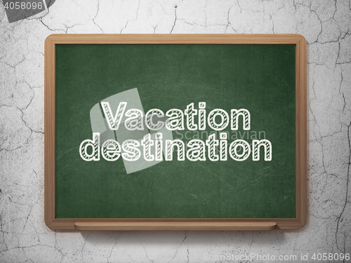Image of Vacation concept: Vacation Destination on chalkboard background