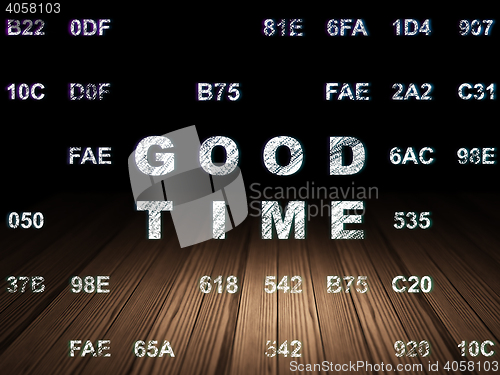 Image of Timeline concept: Good Time in grunge dark room