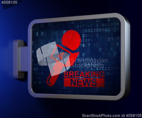 Image of News concept: Breaking News And Microphone on billboard background