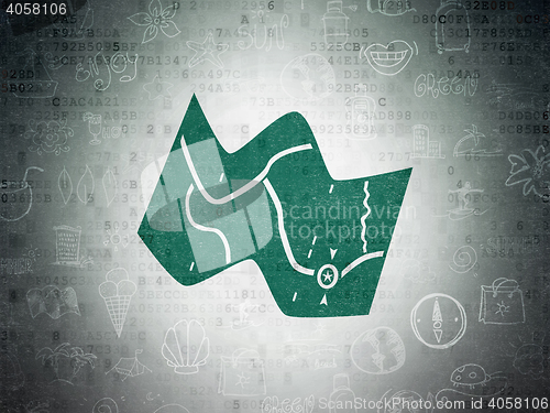 Image of Tourism concept: Map on Digital Data Paper background