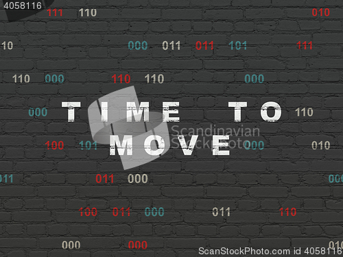 Image of Time concept: Time to Move on wall background