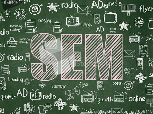 Image of Marketing concept: SEM on School board background