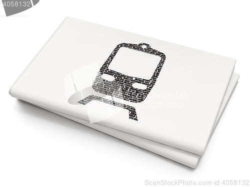 Image of Vacation concept: Train on Blank Newspaper background