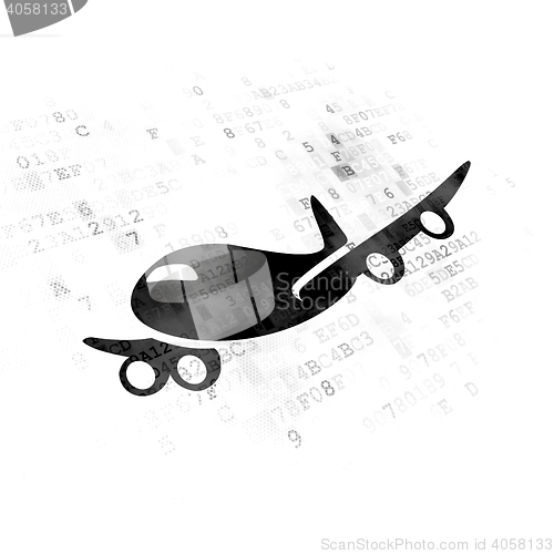 Image of Tourism concept: Airplane on Digital background