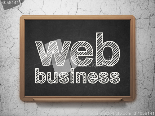 Image of Web development concept: Web Business on chalkboard background