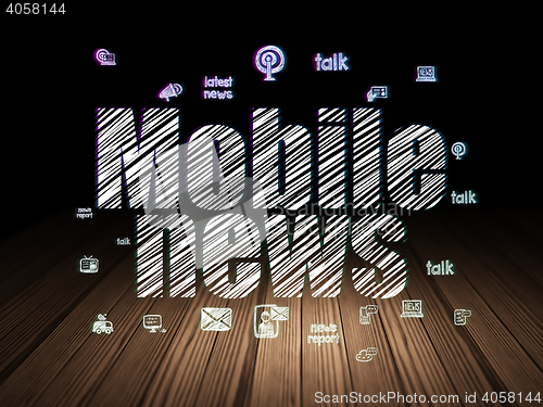 Image of News concept: Mobile News in grunge dark room
