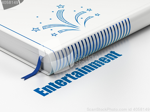 Image of Entertainment, concept: book Fireworks, Entertainment on white background