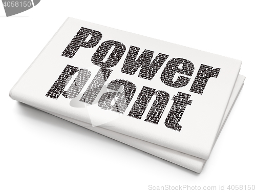 Image of Manufacuring concept: Power Plant on Blank Newspaper background