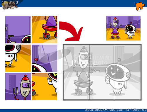 Image of jigsaw puzzle task with robots