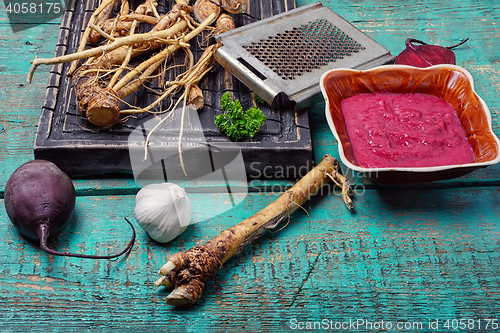 Image of Fresh horseradish roots