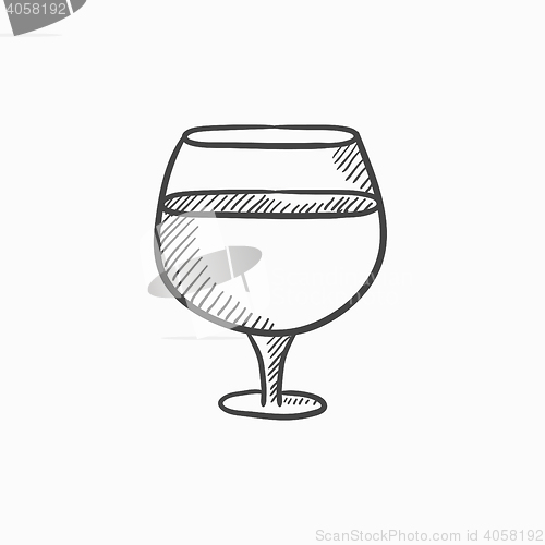 Image of Glass of wine sketch icon.