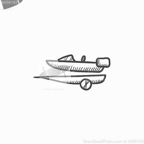 Image of Boat on trailer for transportation sketch icon.