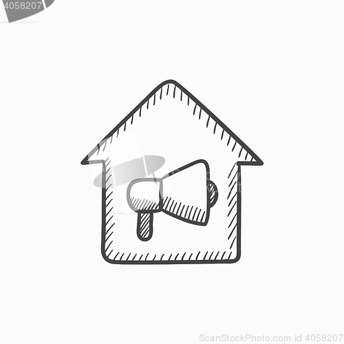 Image of House fire alarm sketch icon.