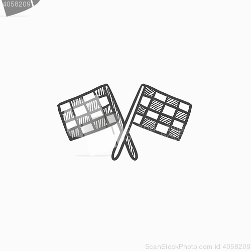 Image of Two checkered flags sketch icon.